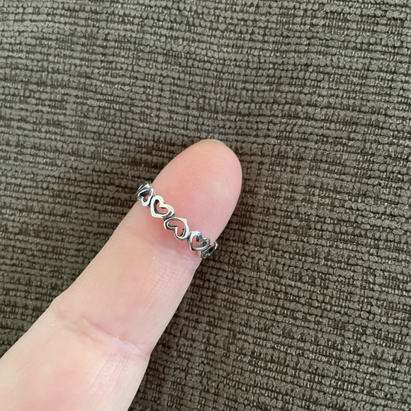 Sterling Silver Heart Ring-Heart Band Ring-Thumb Ring-Stackable Ring - Picture 6 of 8